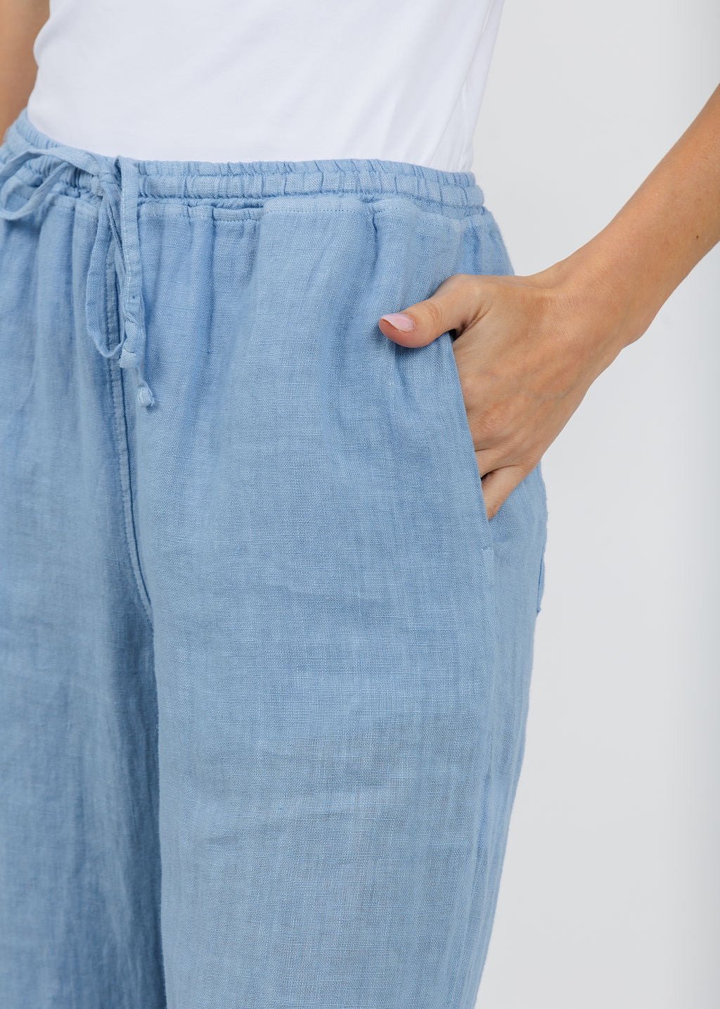 At Ease Linen Pants Blue