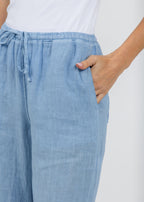 At Ease Linen Pants Blue