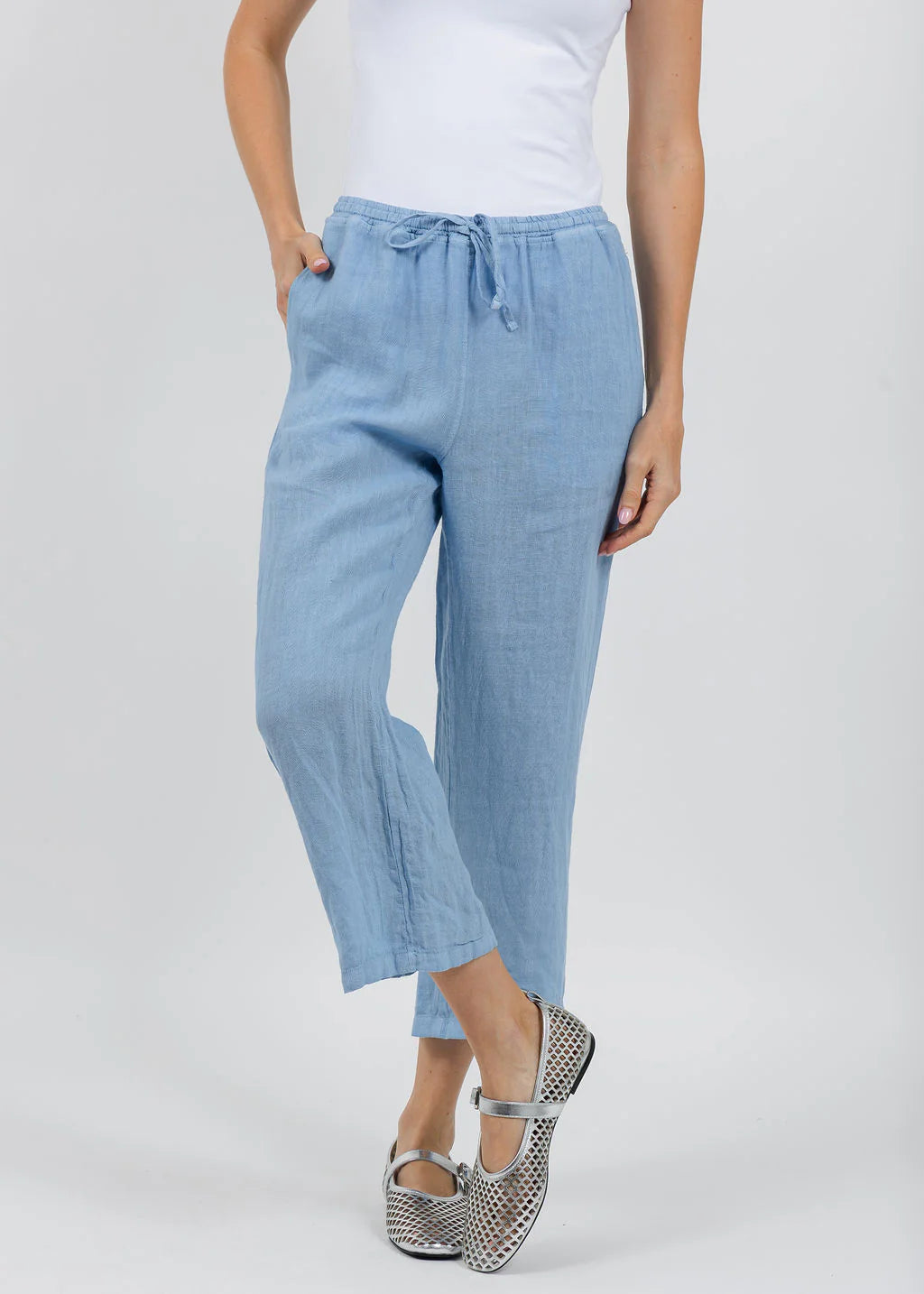 At Ease Linen Pants Blue