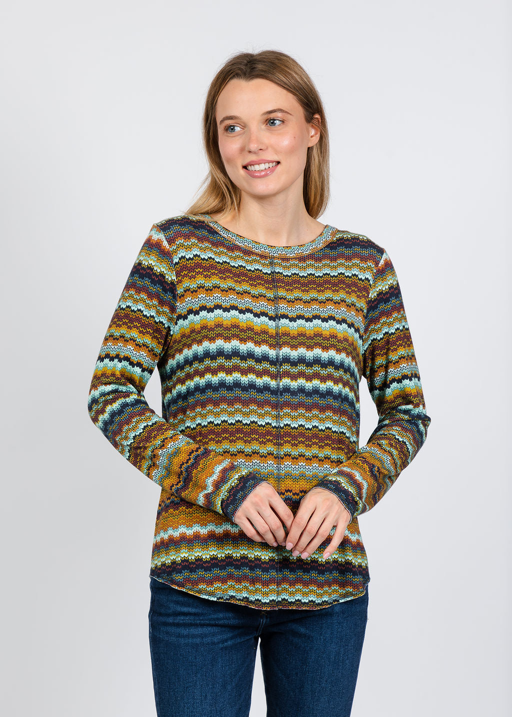 Zigzag Crew Neck Top