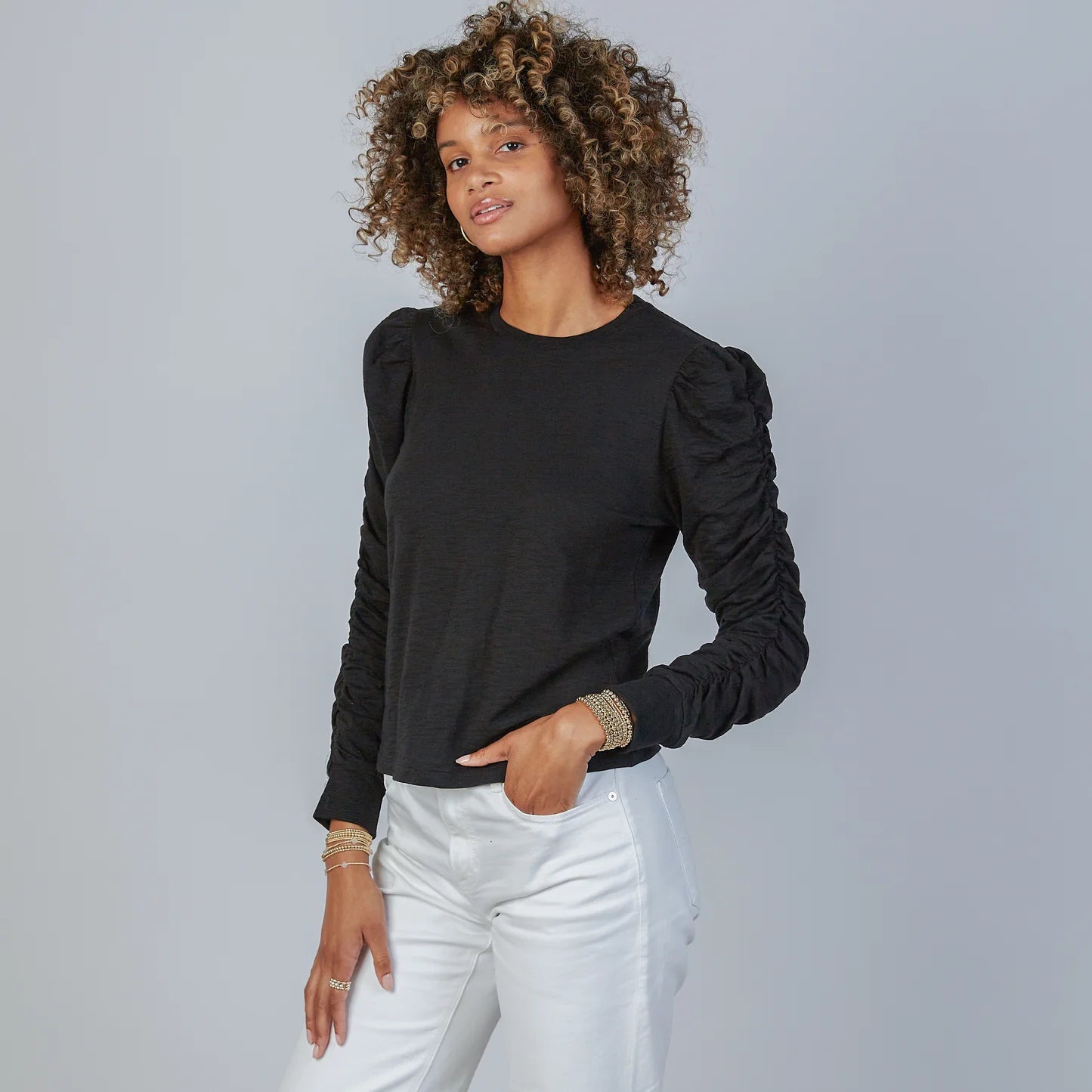 Erin Gray Elle Ruched Long Sleeve Tee
