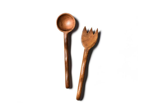 Fundamental Wood Ruffle Salad Server Set