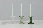 Glass Scalloped Candlesticks, Green, Set of 3