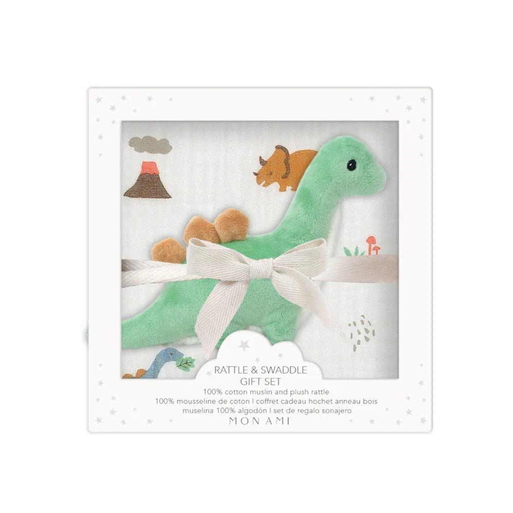 Rattle and Swaddle Set Jurassique
