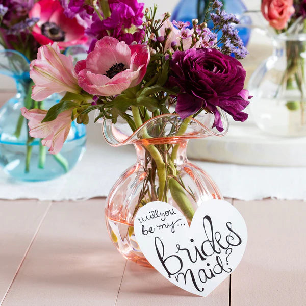 Vietri Hibiscus Pink Clear Bud Vase