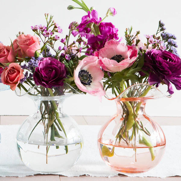 Vietri Hibiscus Pink Clear Bud Vase