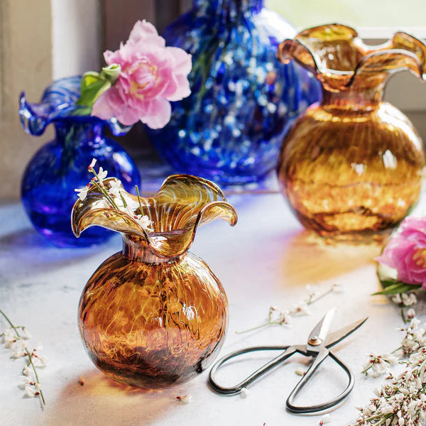 Vietri Hibiscus Glass Tortoiseshell Bud Vase