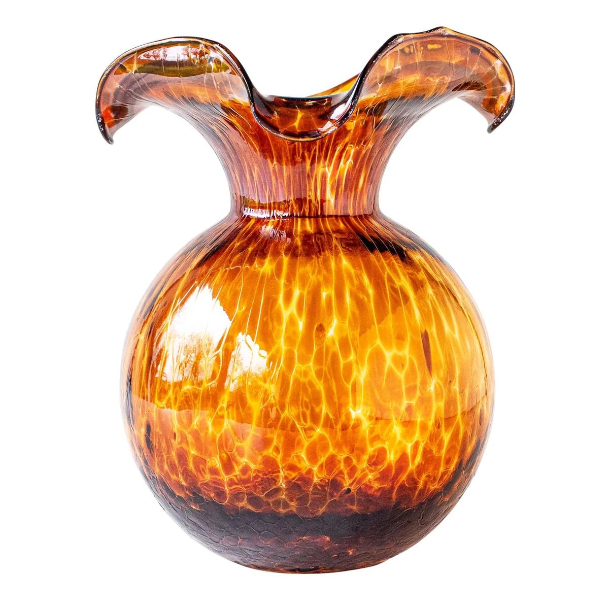 Vietri Hibiscus Glass Tortoise Medium Fluted Vase