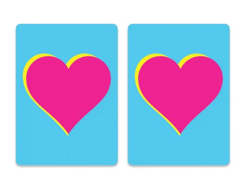 Cards-plastic PVC playing cards Pink heart on blue background