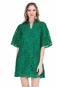 Green Lace High Neck Tunic Dress