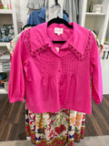 Pin Tuck Collar Blouse - Hot Pink