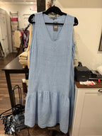 At Ease Linen Dress Blue