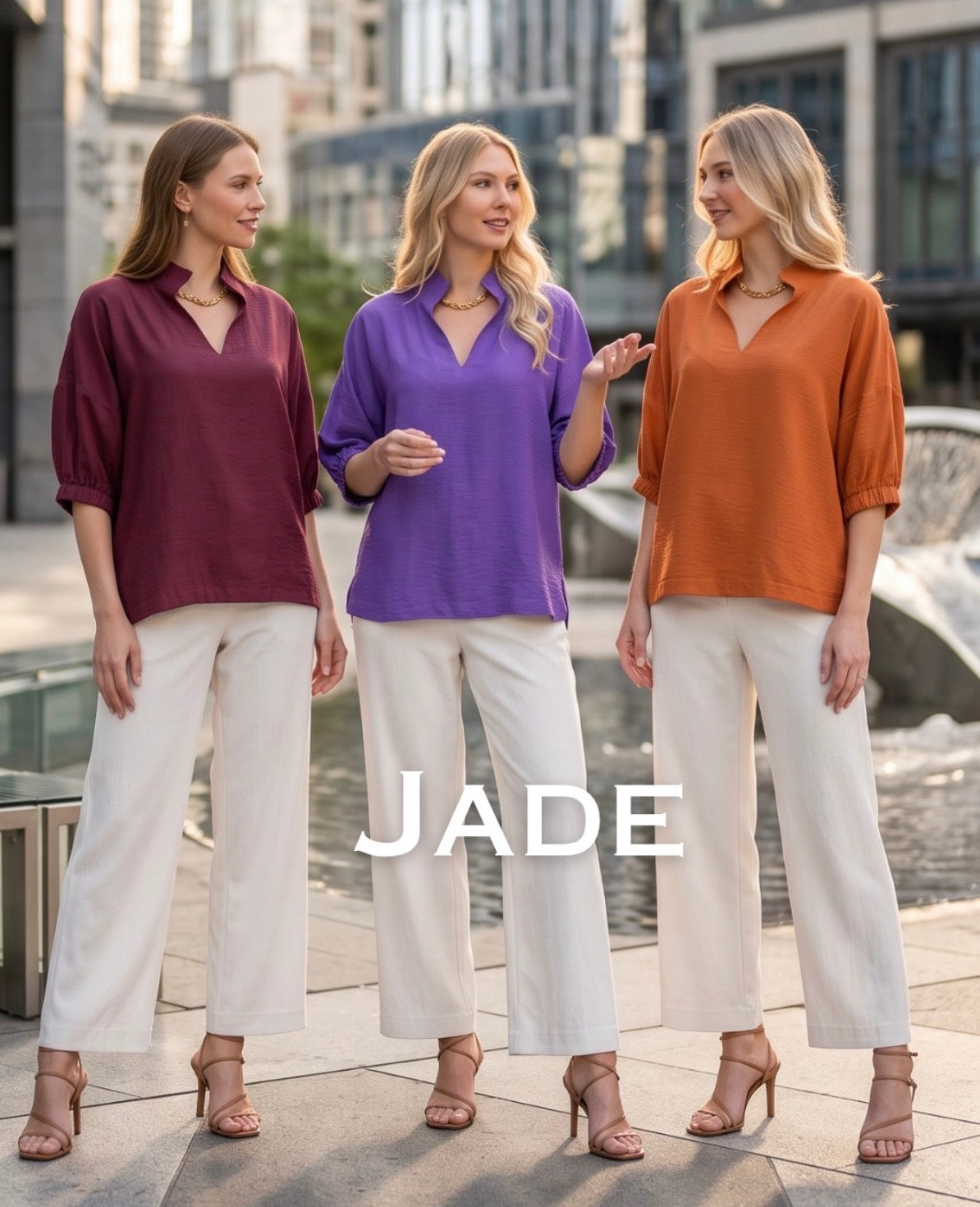 V-Neck Blouse Brick