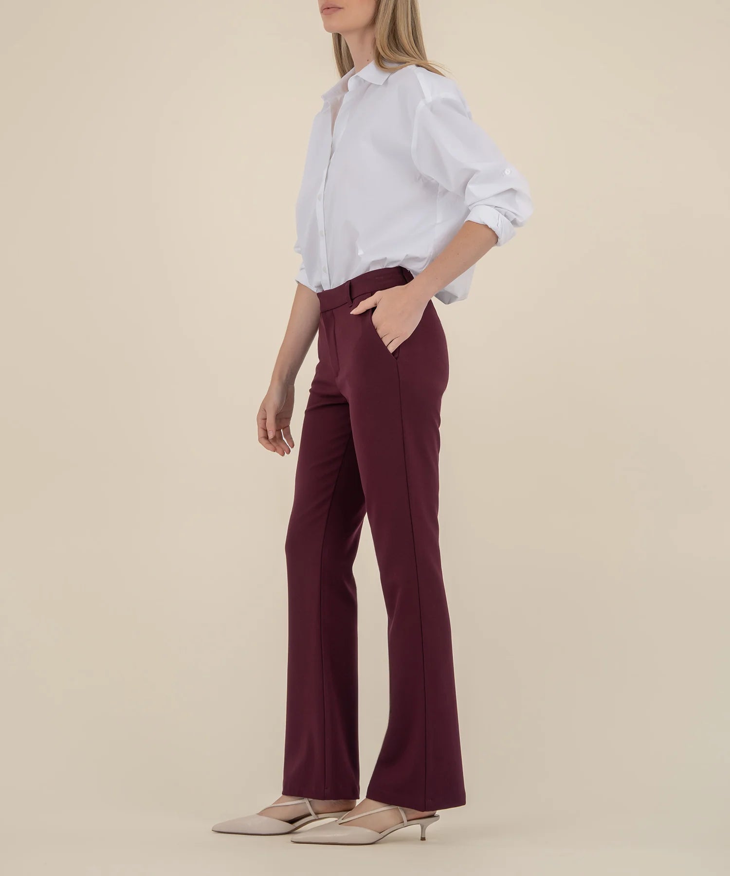 STELLA HIGH RISE FAB AB FLARE W/RAW HEM Sangria
