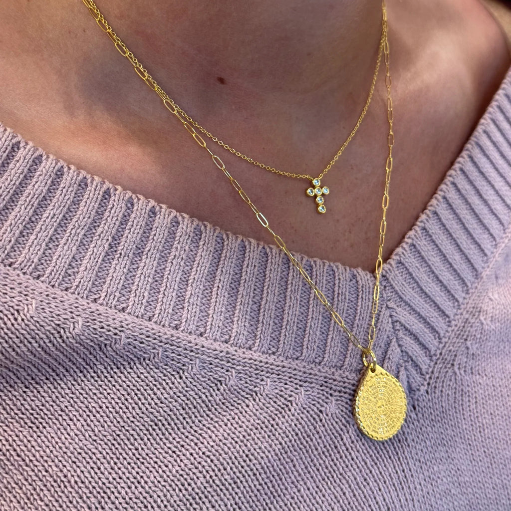Lord's Prayer Medallion Chain Gold