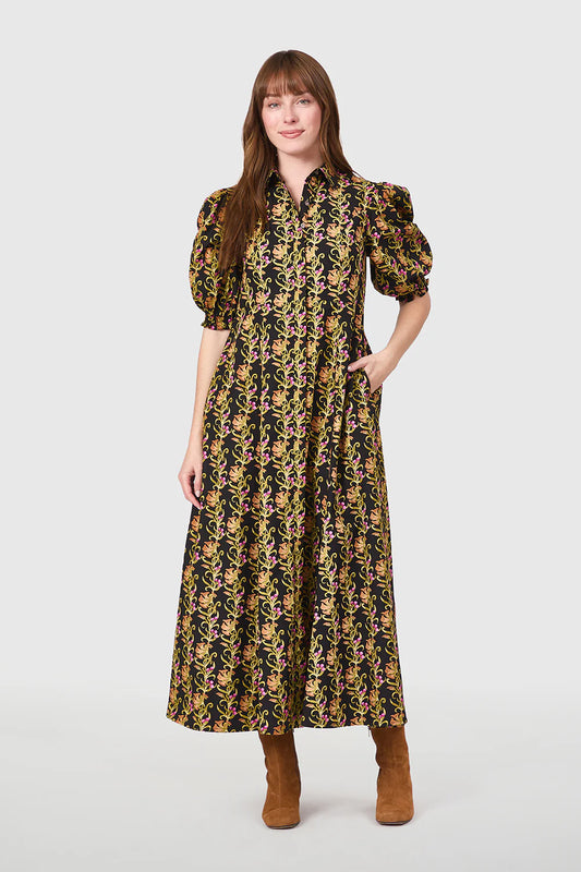 Rosie Shirtdress, Berrywood Scroll
