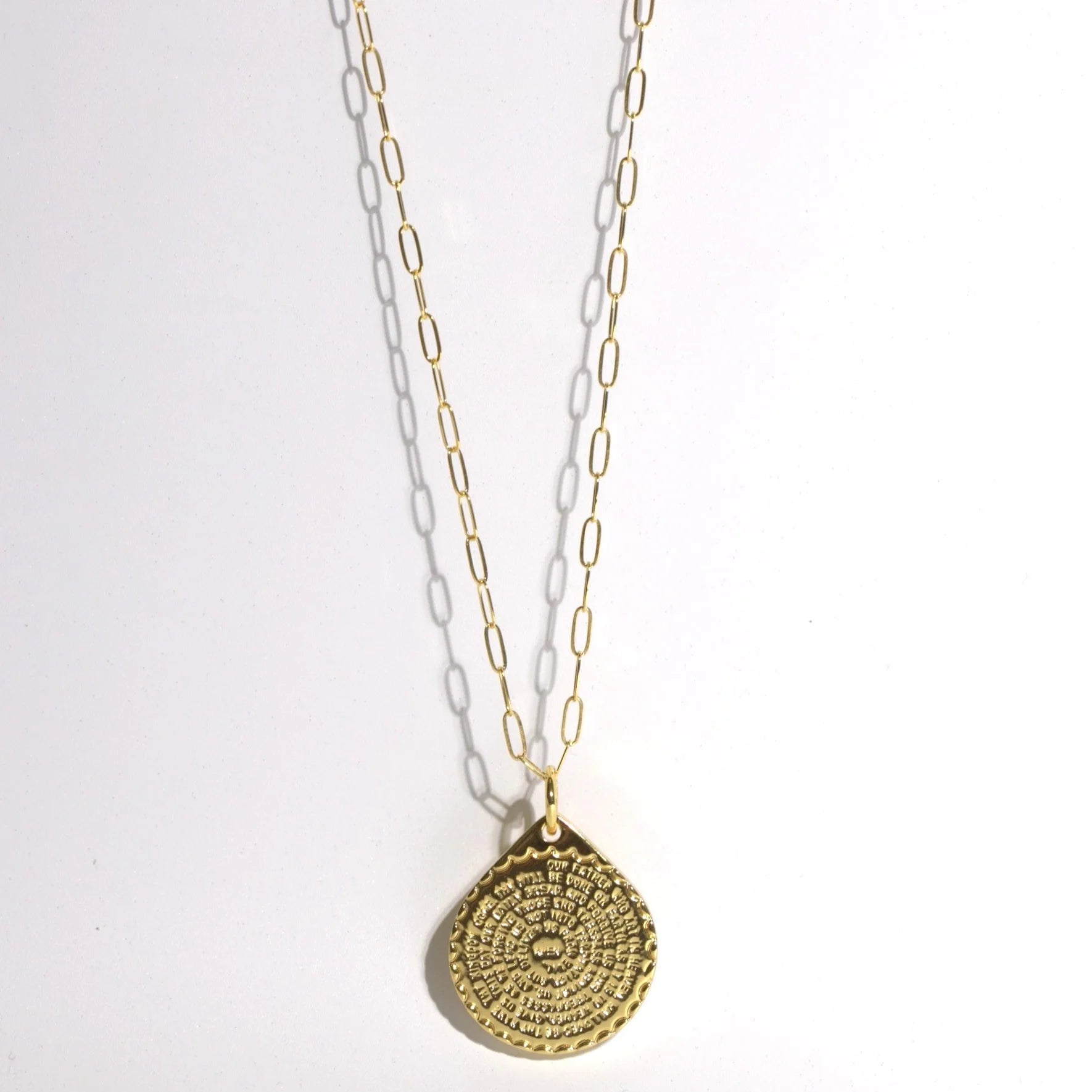 Lord's Prayer Medallion Chain Gold