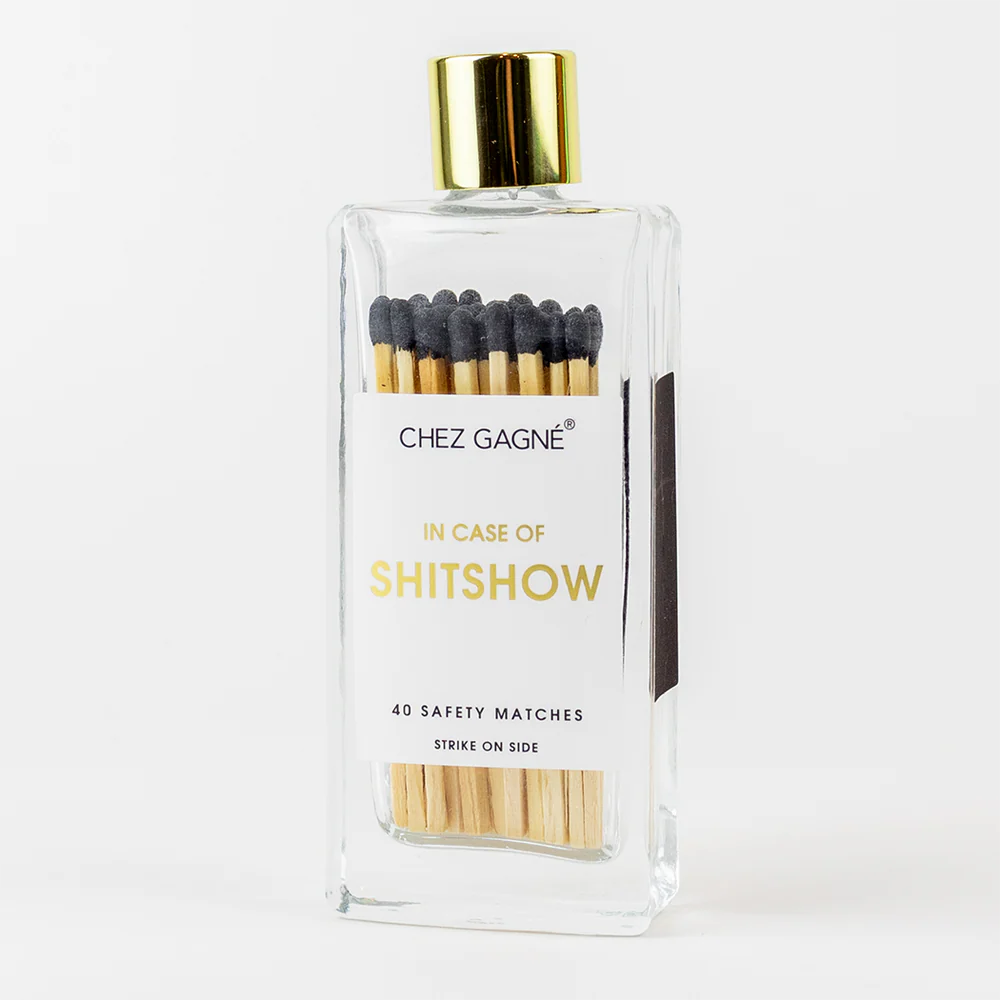 In Case of Shitshow - Black Matches in Glass Bottle