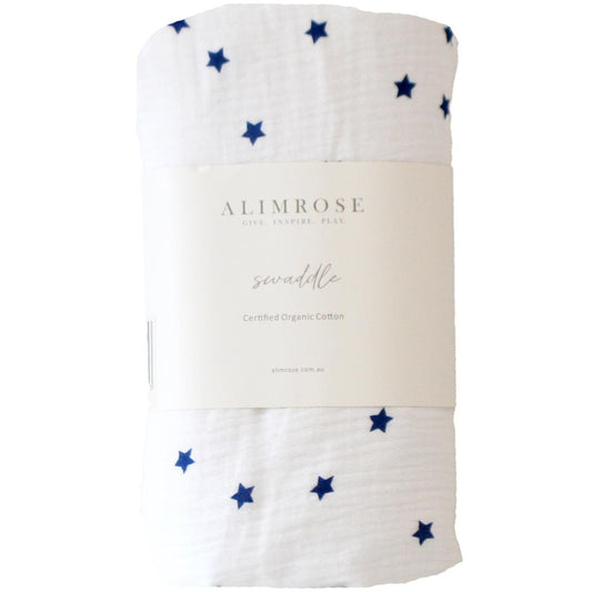 Muslin Swaddle Navy Stars