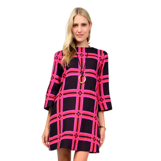 Black Plaid Shift Dress