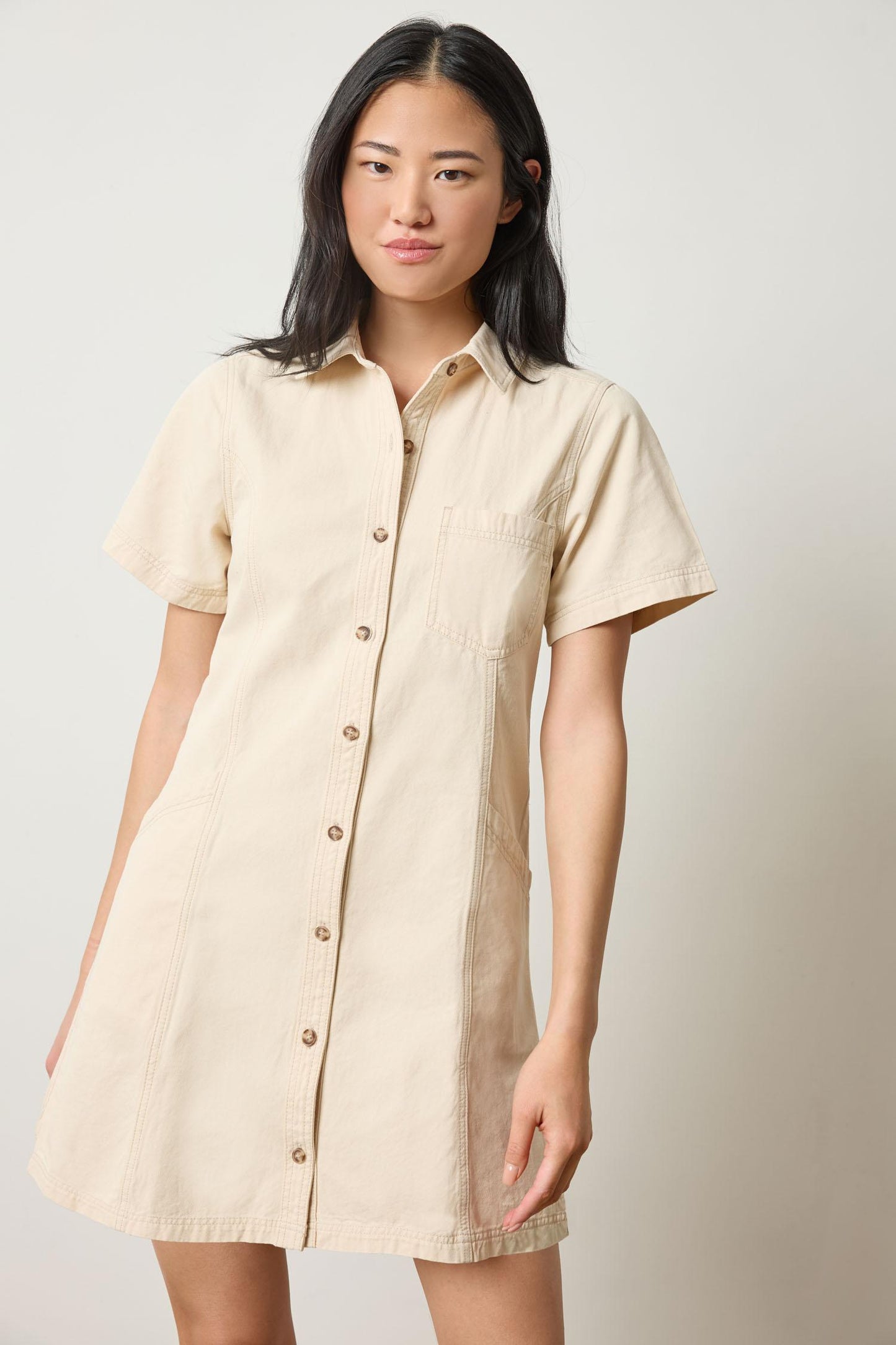 Lilla P Twill Paneled Shirt Dress