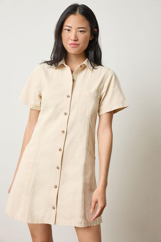 Lilla P Twill Paneled Shirt Dress
