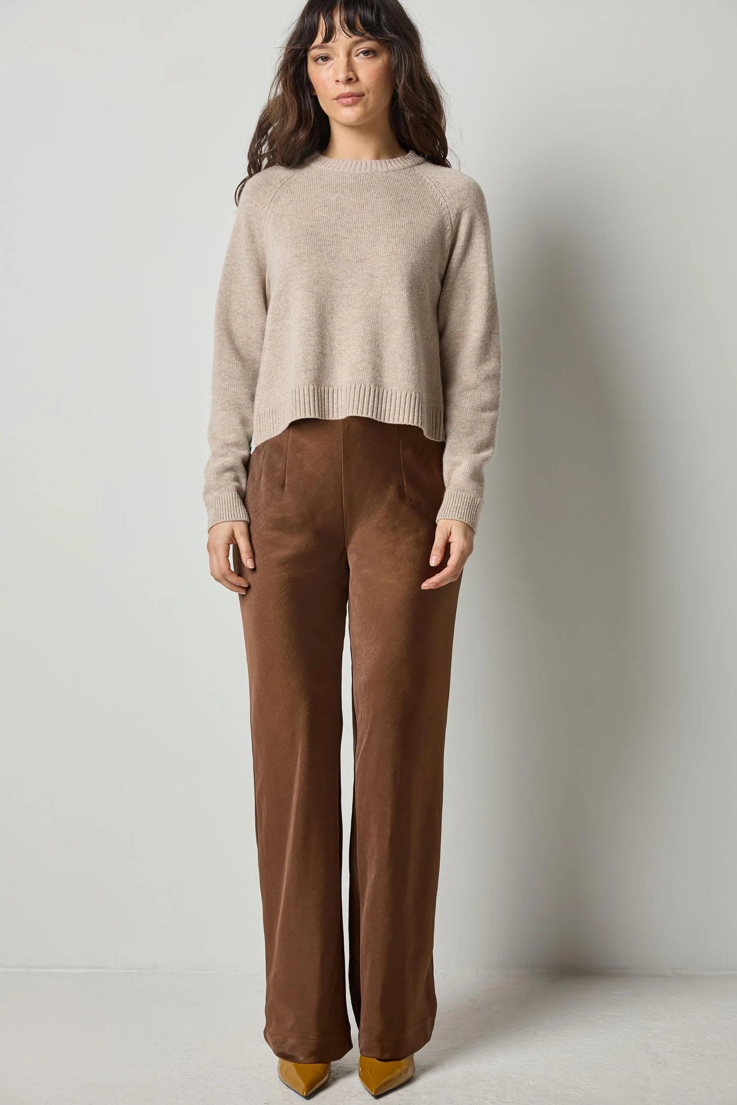 Pleat Back Raglan Sweater Wheat