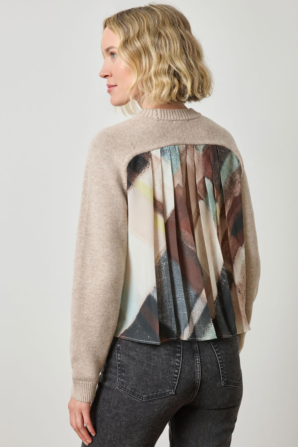 Pleat Back Raglan Sweater Wheat