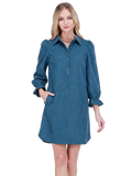 Placket Collar Dress Peacock