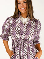 Catherine Dress Bordeaux Trellis Plaid