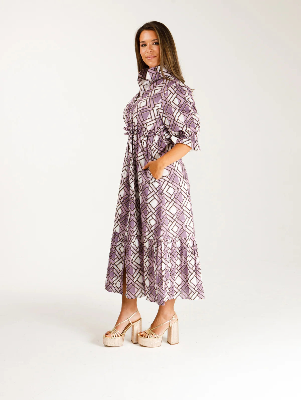 Catherine Dress Bordeaux Trellis Plaid