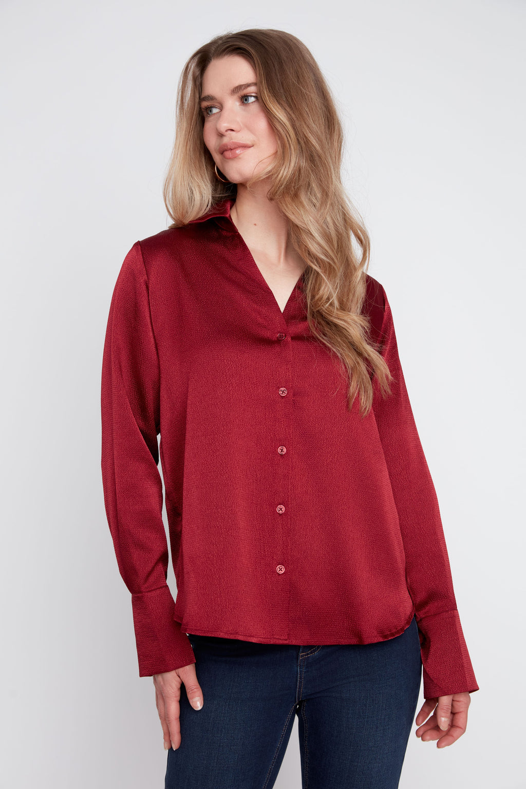 RENUAR WOVEN BLOUSE CABERNET