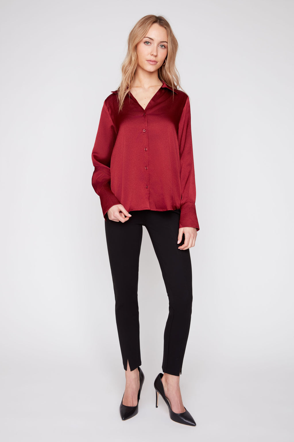 RENUAR WOVEN BLOUSE CABERNET