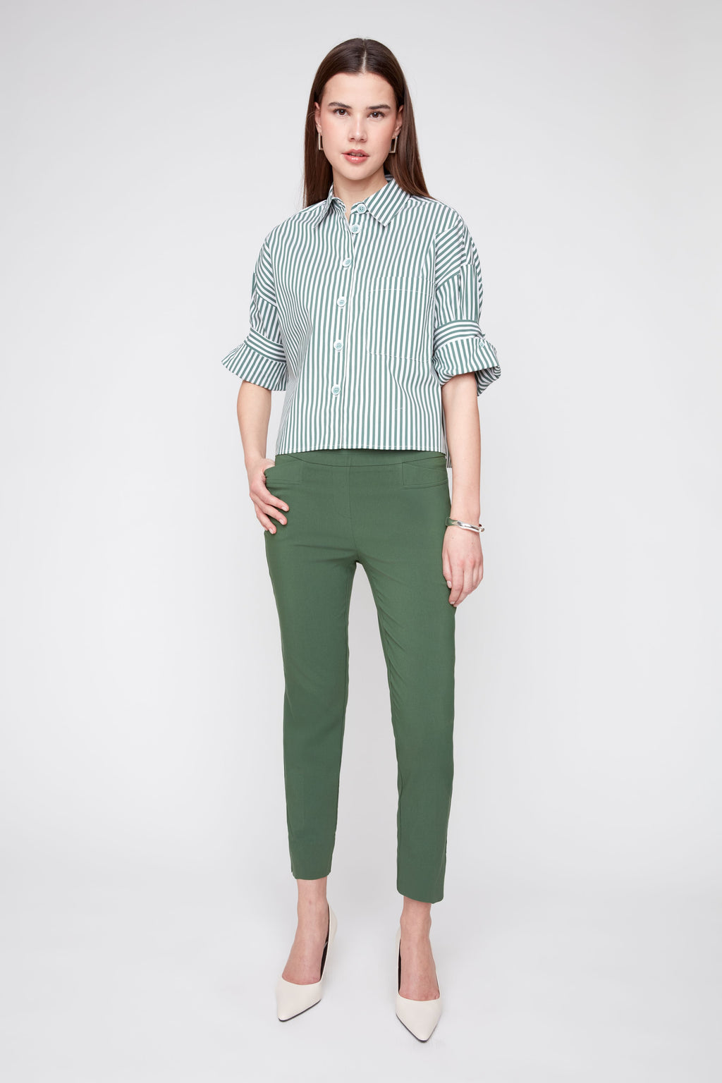RENUAR WOVEN BLOUSE OLIVE COMBO