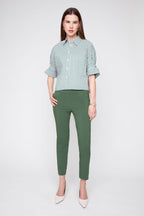 RENUAR WOVEN BLOUSE OLIVE COMBO