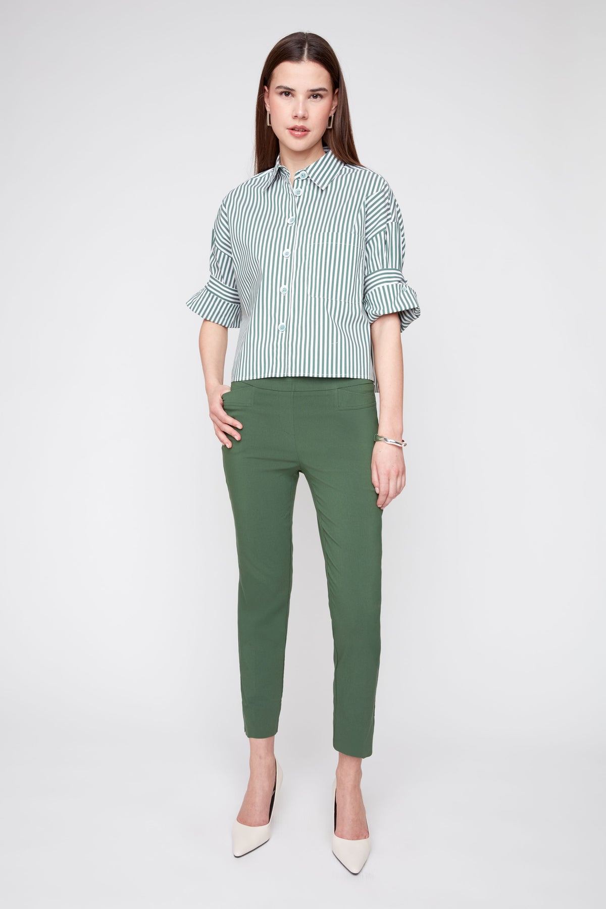 RENUAR WOVEN BLOUSE OLIVE COMBO
