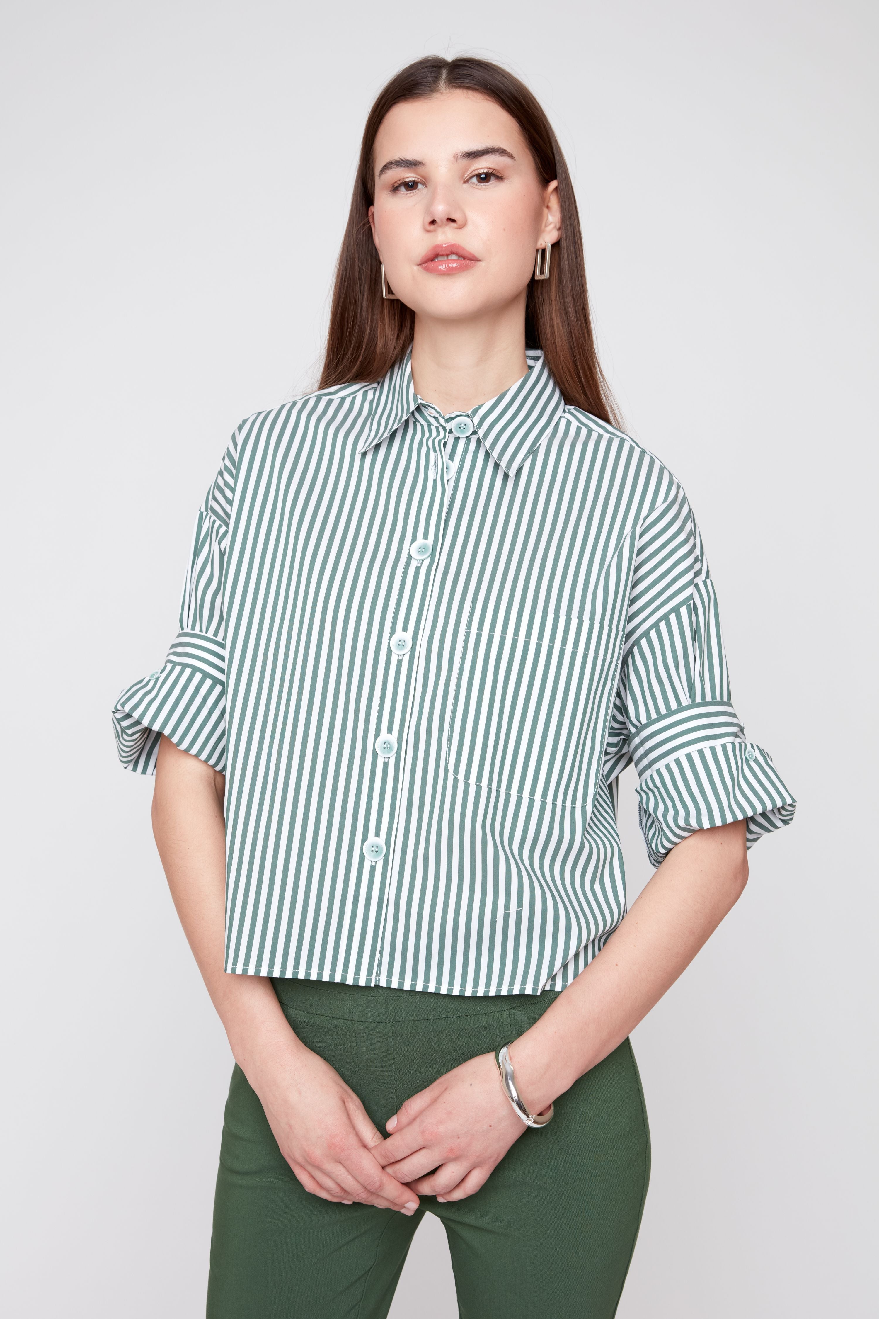 RENUAR WOVEN BLOUSE OLIVE COMBO