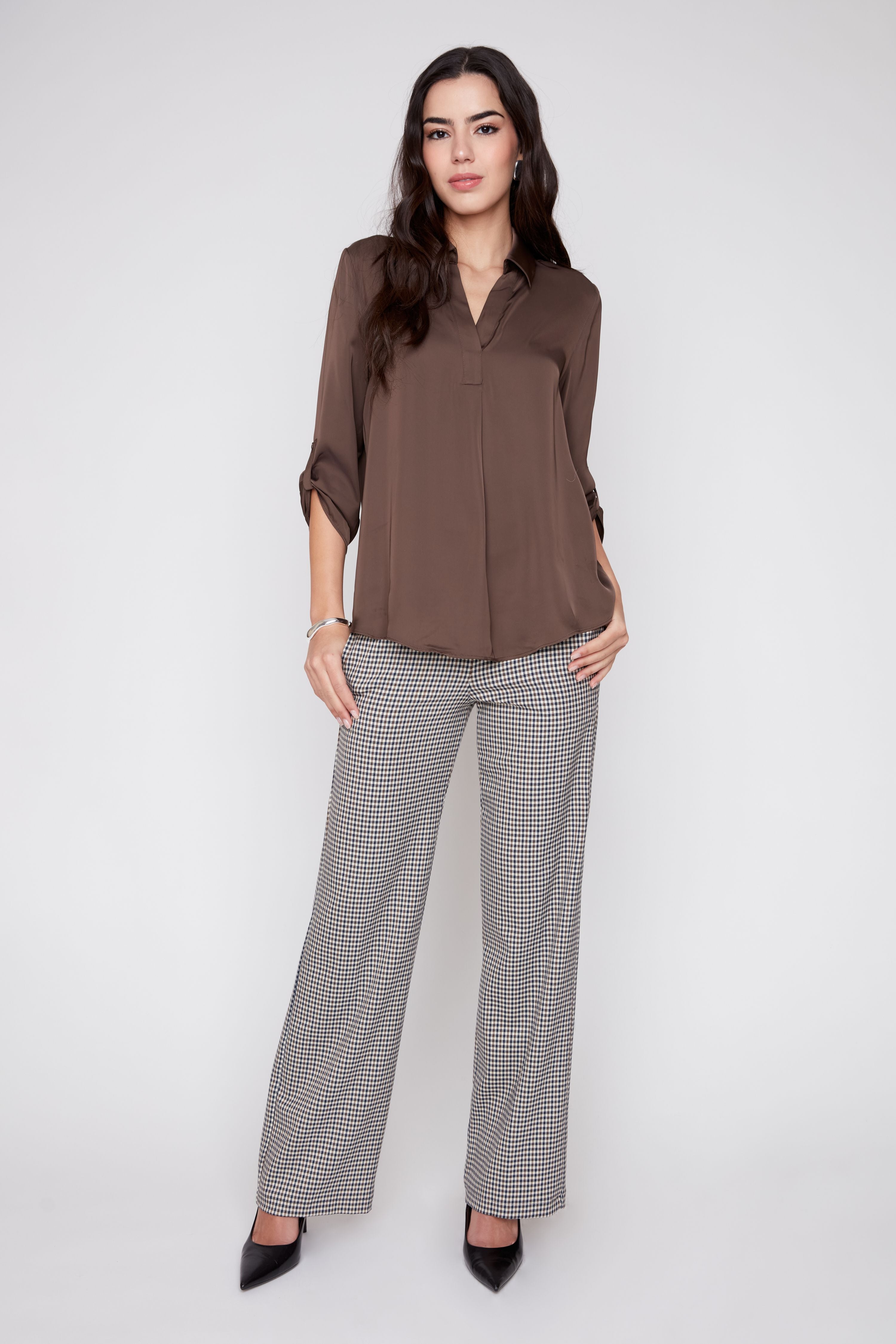 RENUAR WOVEN BLOUSE CHOCOLATE