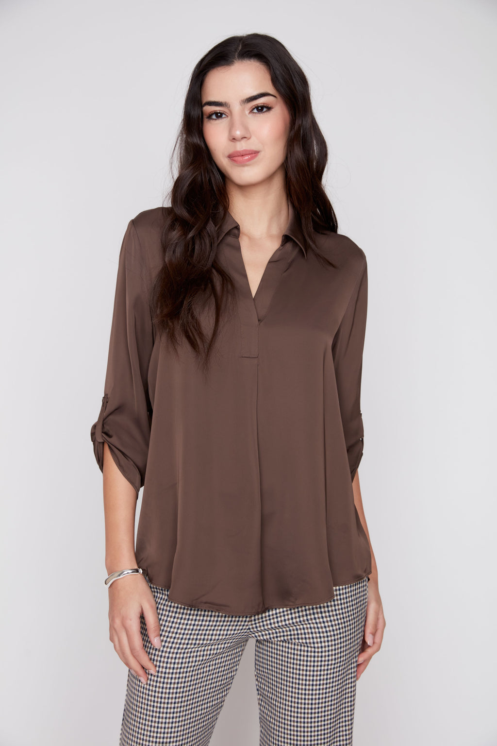 RENUAR WOVEN BLOUSE CHOCOLATE