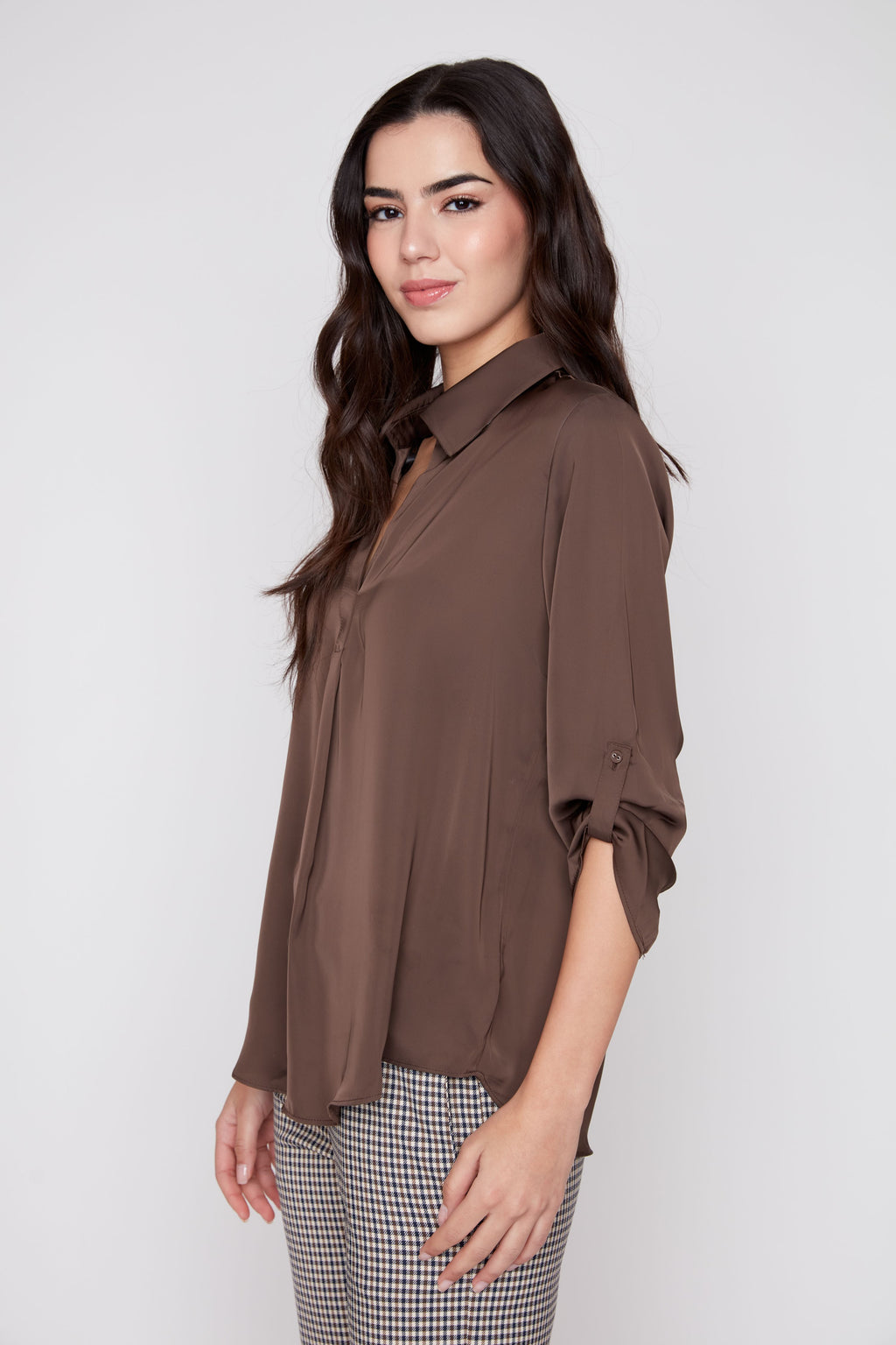 RENUAR WOVEN BLOUSE CHOCOLATE