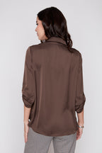 RENUAR WOVEN BLOUSE CHOCOLATE