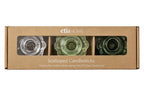 Glass Scalloped Candlesticks, Green, Set of 3