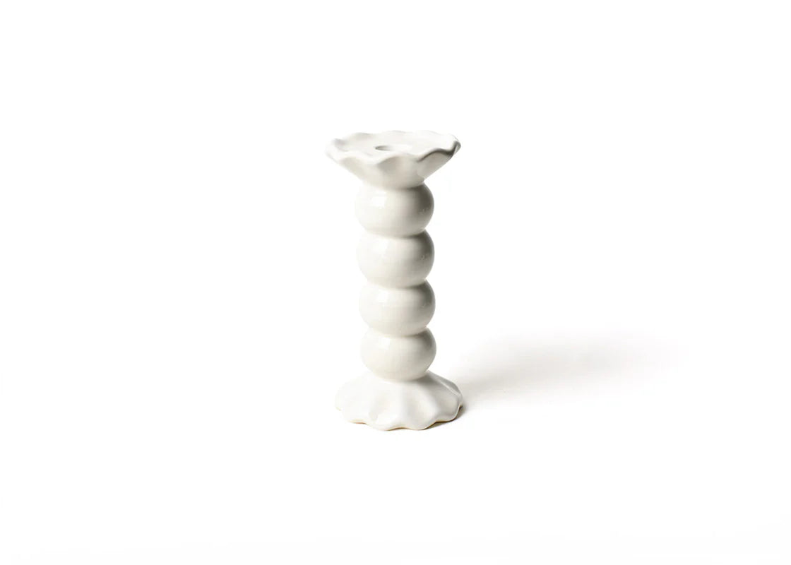 Coton Colors Signature White Medium Ruffle Knobbed Candle Holder