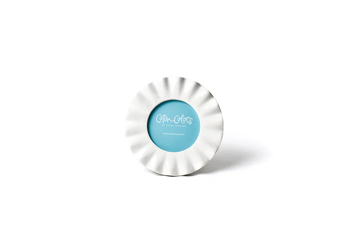 Coton Colors Signature White Ruffle Round Frame