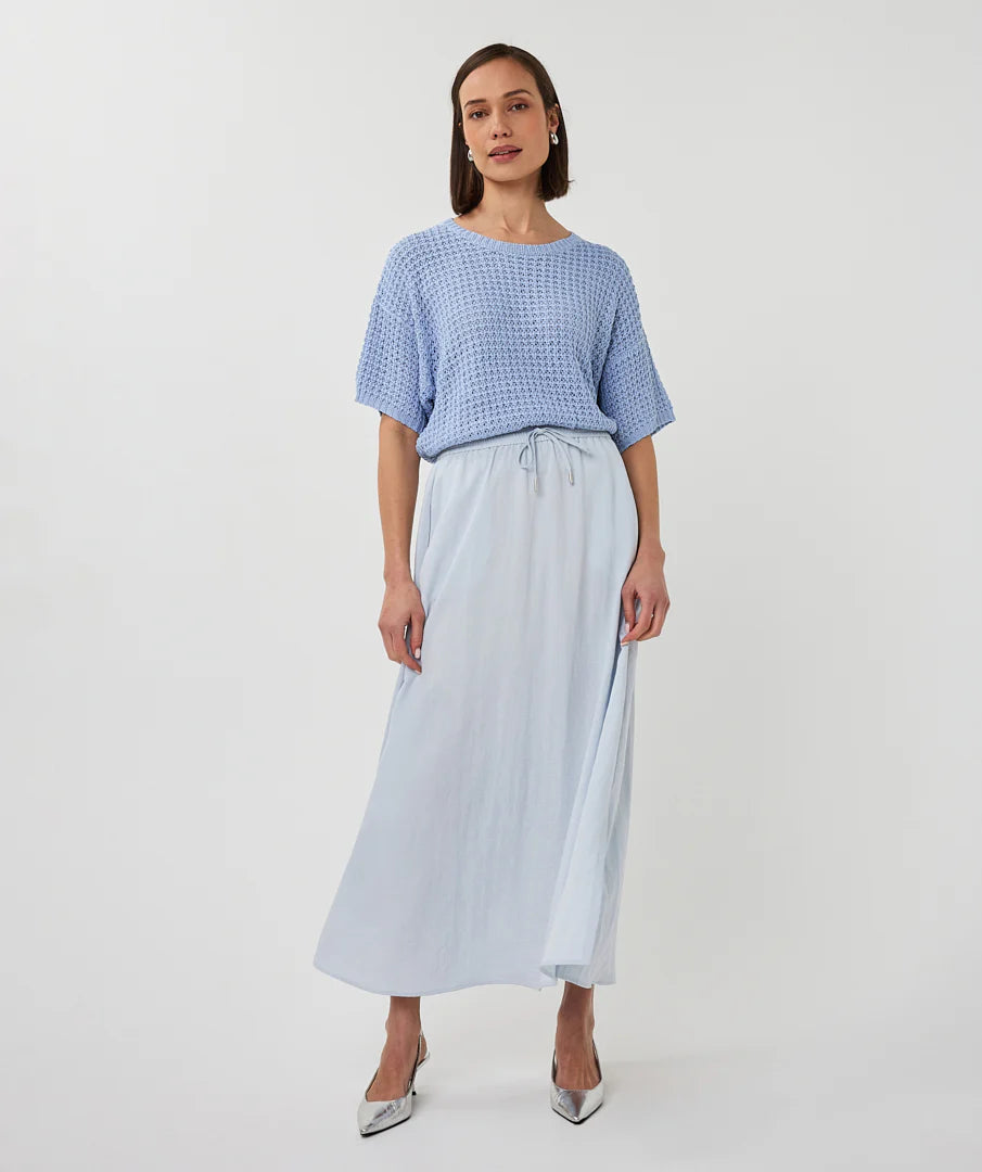 Sweater Open Knit Shortsleeve - Pacific Blue