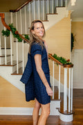 Short Sleeve Shift Dress Navy