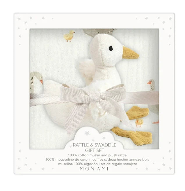 Rattle and Swaddle Set Mother Goose