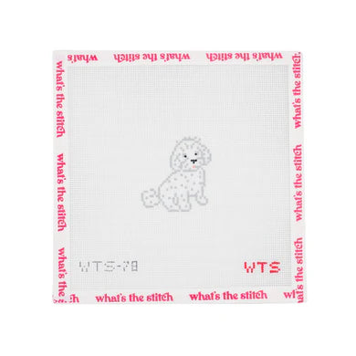 Mini White Fluffy Dog: Needlepoint Canvas