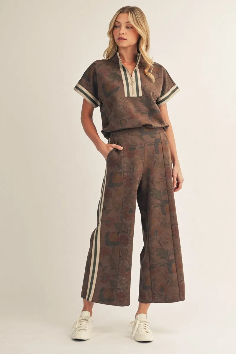 Brown Floral Travel Set