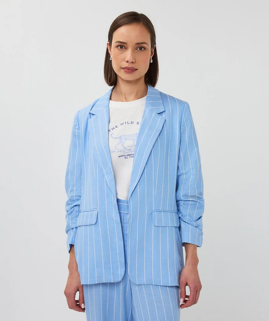 Blazer Linen Stripe - Pacific Blue